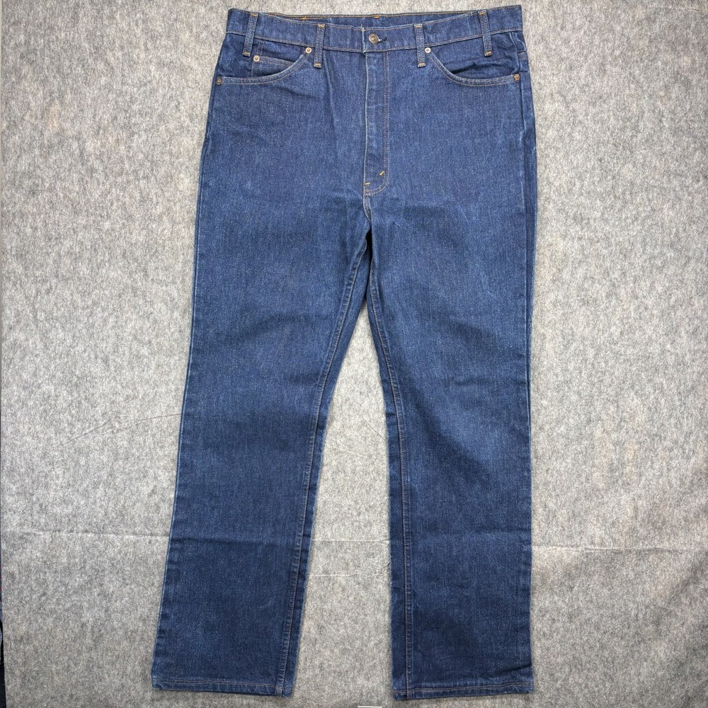 Vintage Levi's 20517 0217 Orange Tab 36x33 Blue Denim USA 80s Bootcut Western